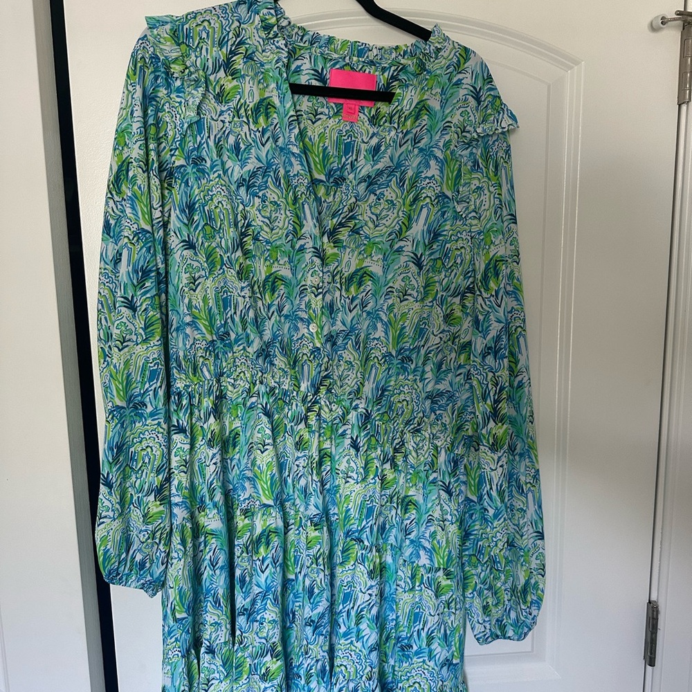 Lilly Pulitzer Blue and Green Tropical Dress